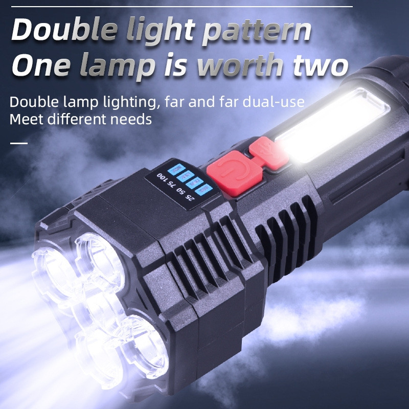 Fithome F-T25 Şarj Göstergeli 5 XPG+COB LED Ultra Güçlü Su Geçirmez USB Şarjlı El Feneri