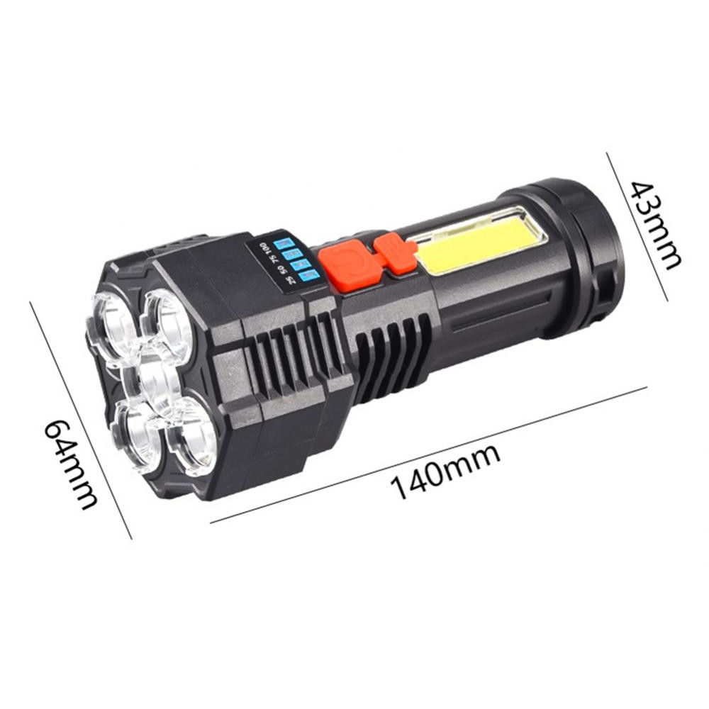 Fithome F-T25 Şarj Göstergeli 5 XPG+COB LED Ultra Güçlü Su Geçirmez USB Şarjlı El Feneri