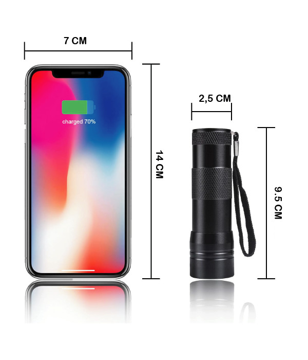 Fithome FT-063 12 LED 395nm Ultraviyole UV Mor Işıklı Fener