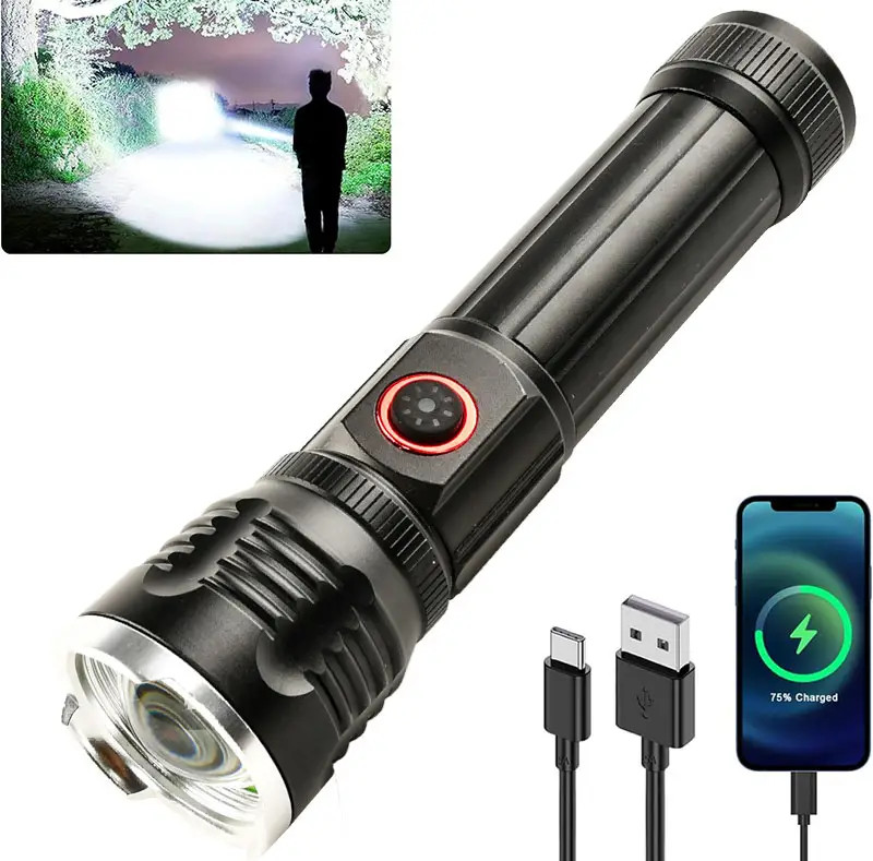 Gold Orion OR-2304-TG Zoomlu Alüminyum Alaşımlı Mıknatıslı Güçlü USB Şarjlı El Feneri