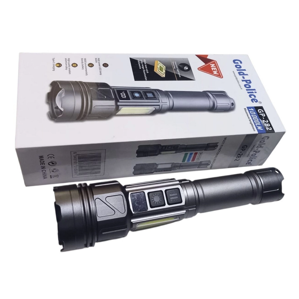 Gold-Police GP-282 10000 Lümen Uzun Menzilli Güçlü Şarjlı El Feneri