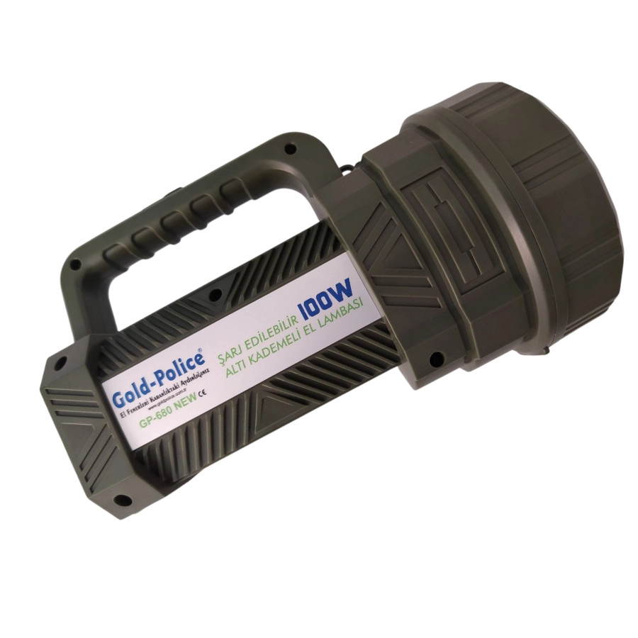 Gold Police GP-680 100 Watt Dijital Göstergeli Şarjlı Spot Fener
