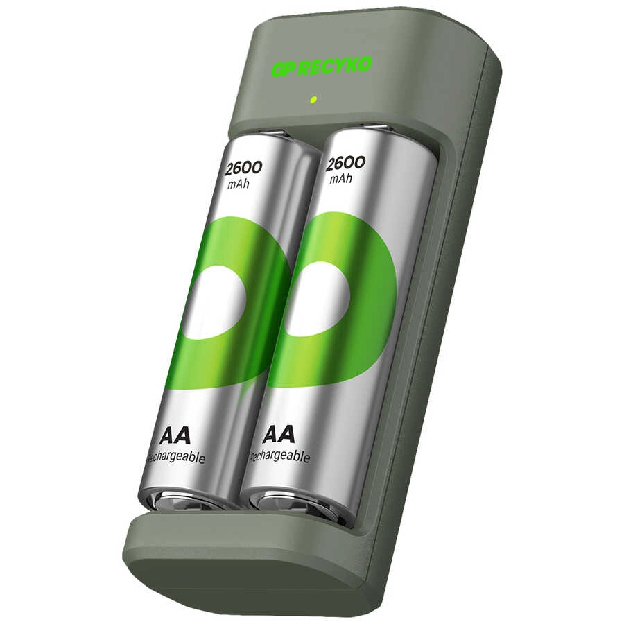 GP E221 USB Pil Şarj Cihazı + 2600 mAh 2’li Şarjlı AA Kalem Pil