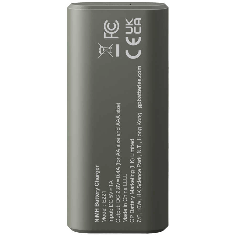 GP E221 USB Pil Şarj Cihazı + 2600 mAh 2’li Şarjlı AA Kalem Pil