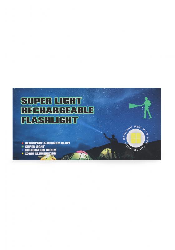 PeakStar PS-1668 Yüksek Güçlü XHP50 LED USB Zoomlu Su Geçirmez Şarjlı El Feneri
