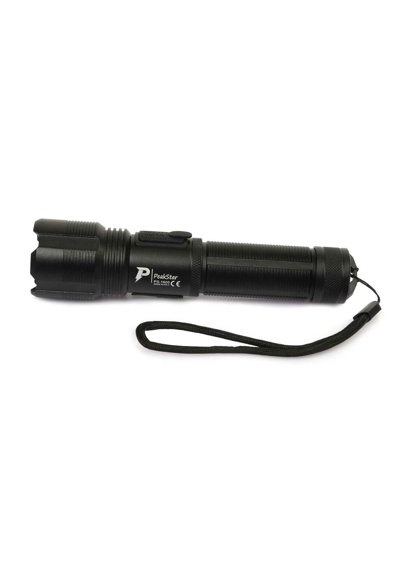 PeakStar PS-1600 Süper Parlak LED Zoomlu 5 Mod Su Geçirmez Profesyonel Şarjlı El Feneri
