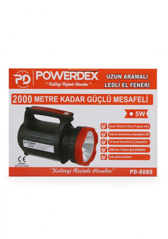 Powerdex%20PD-8080%205%20Watt%20Şarjlı%20Projektör%20Spot%20Fener
