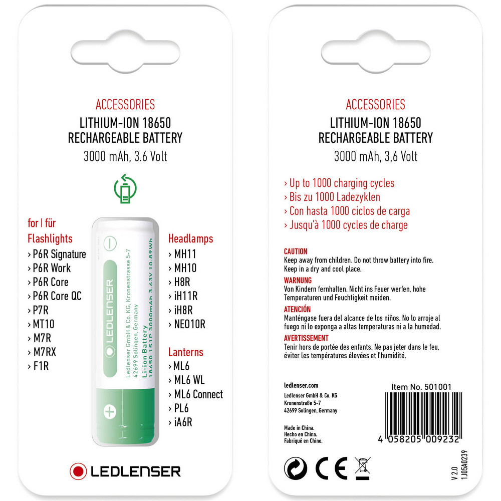 Ledlenser 18650 3.63V 3000 mAh Li-ion Şarjlı Pil