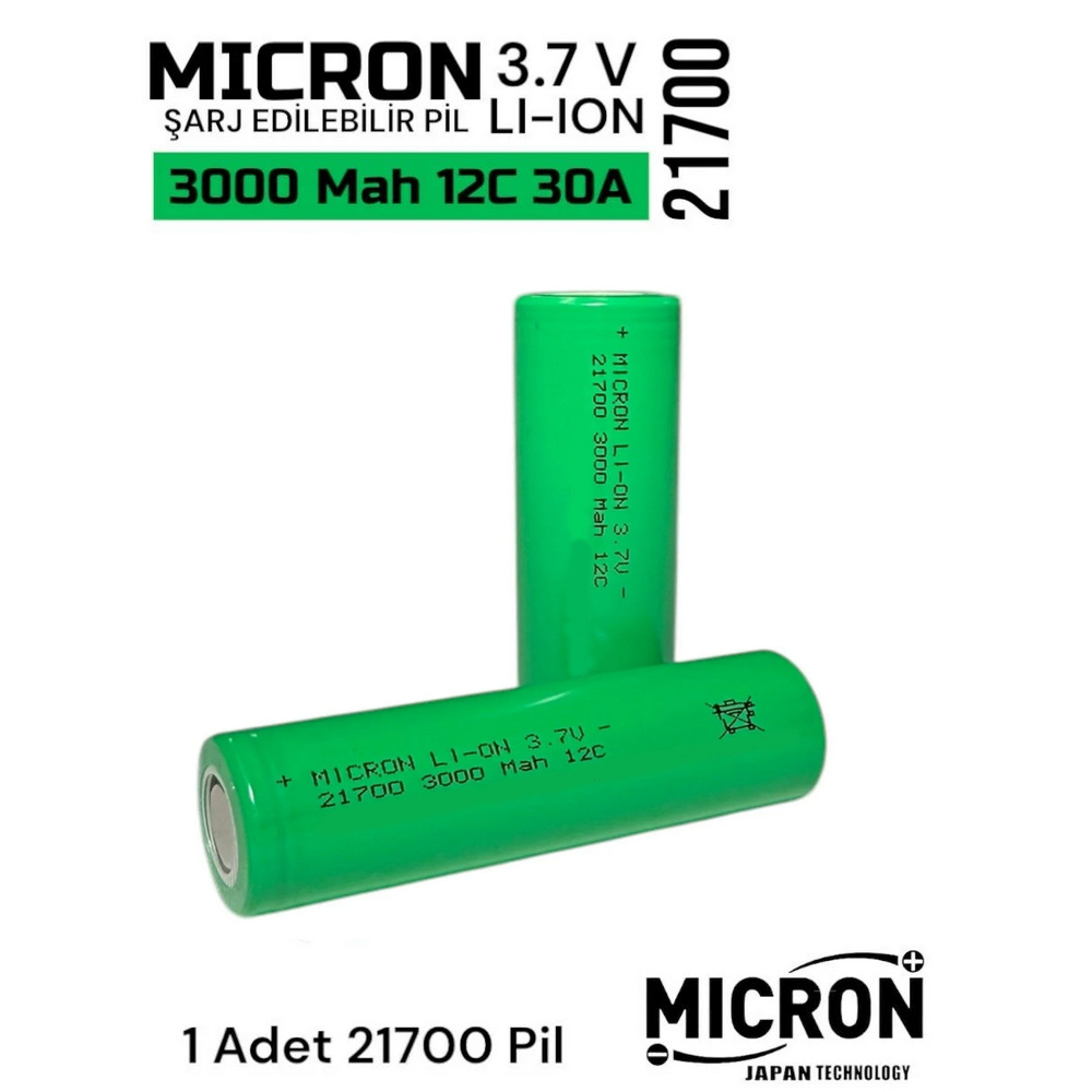 Micron 21700 3.7V 3000 Mah 12C Li-Ion Şarjlı Pil - elfenercim.com