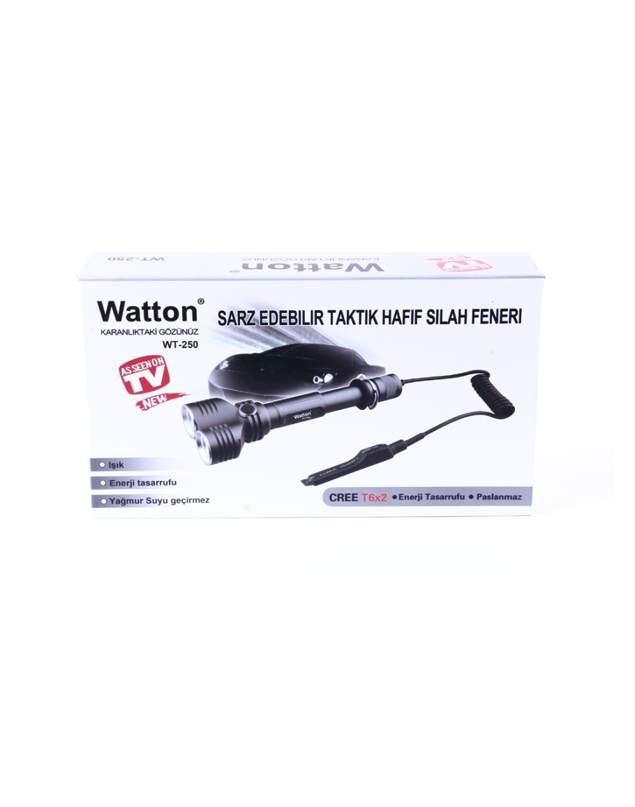 Watton WT-250 1600 Lümen Tx6 Çift Başlı Şarjlı Özel El Feneri
