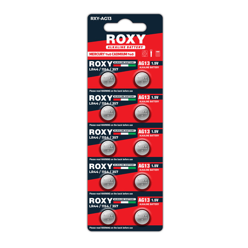Roxy AG13 LR44 SR44 A76 1.5V Alkalin Saat Pili 10 Adet