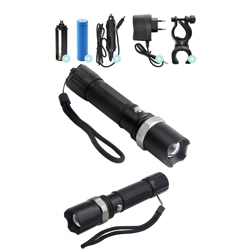 Kama Star KM-110 Ledli + Flashlight + Zoom Özellikli 6 Parça Full Set Profesyonel Şarjlı El Feneri
