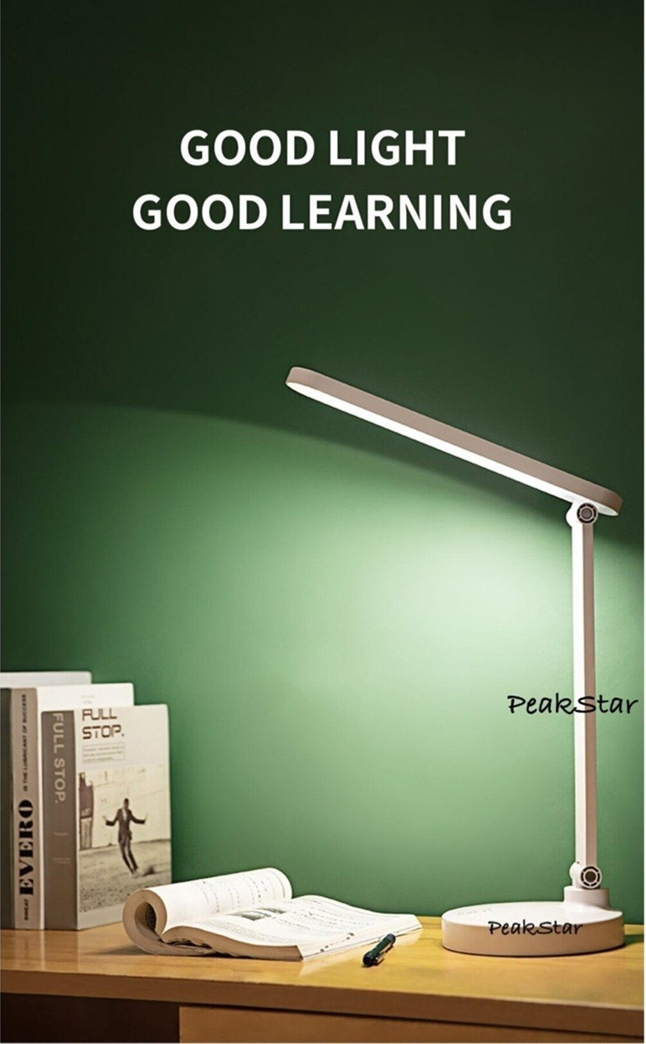 PeakStar PS-1912 Şarjlı Dokunmatik LED Masa Lambası – 3 Renk Tonlu, Ayarlanabilir Parlaklık, USB Kablolu