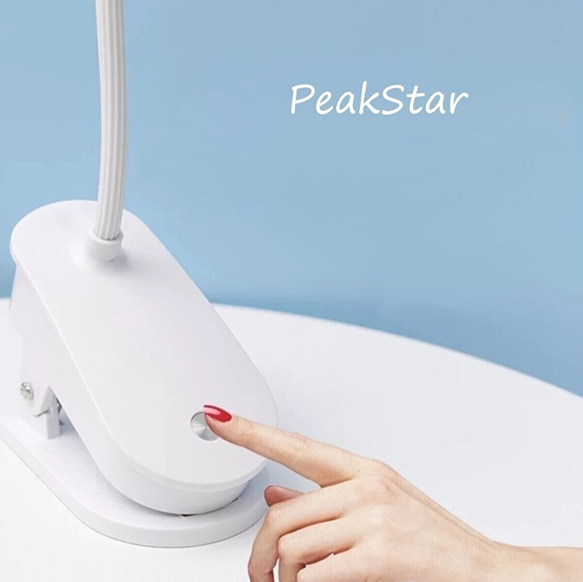 PeakStar PS-1942 Şarjlı Dokunmatik LED Masa Lambası Klipsli Çalışma Okuma Işığı 3 Kademeli USB Kablolu Akrobat Lamba