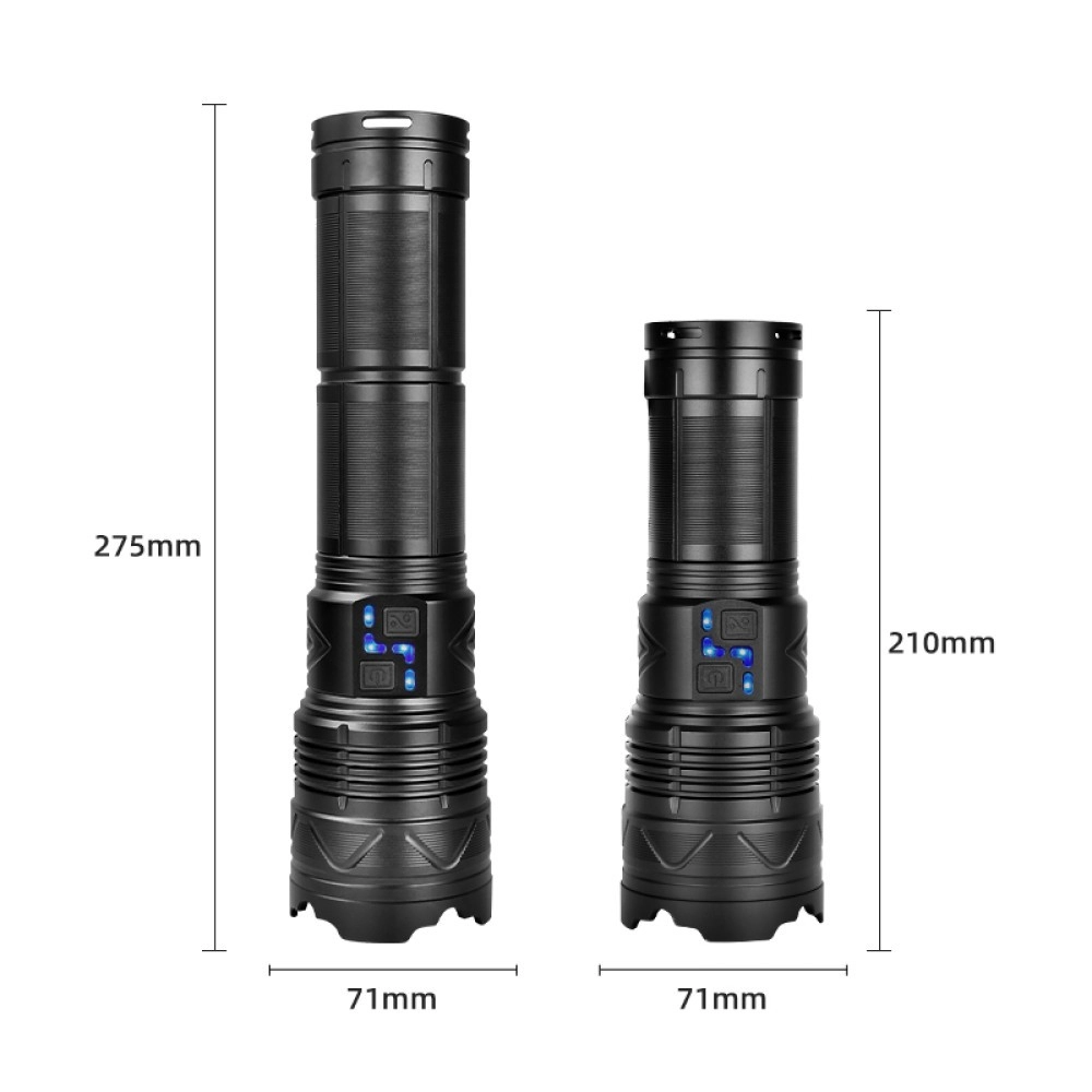 PeakStar PS-1998 Ultra Parlak Su Geçirmez Zoomlu Güçlü 200W 30000 Lümen Şarjlı Bekçi Avcı Kamp El Feneri