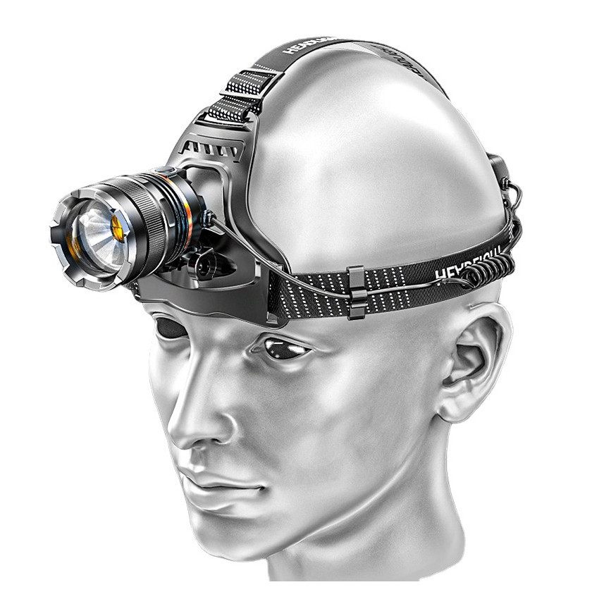 PeakStar PS-8002 XHP50 LED Sensörlü Zoomlu Profesyonel Şarjlı Kafa Feneri – Yüksek Işık Gücü, Alüminyum Gövde, Micro USB