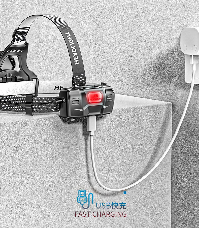 PeakStar PS-8002 XHP50 LED Sensörlü Zoomlu Profesyonel Şarjlı Kafa Feneri – Yüksek Işık Gücü, Alüminyum Gövde, Micro USB
