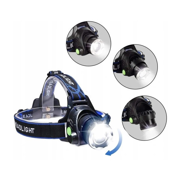 PeakStar PS-XQ-19 T6 Orjinal 800 Lümen Profesyonel T6 Şarjlı Zoomlu Kafa Feneri