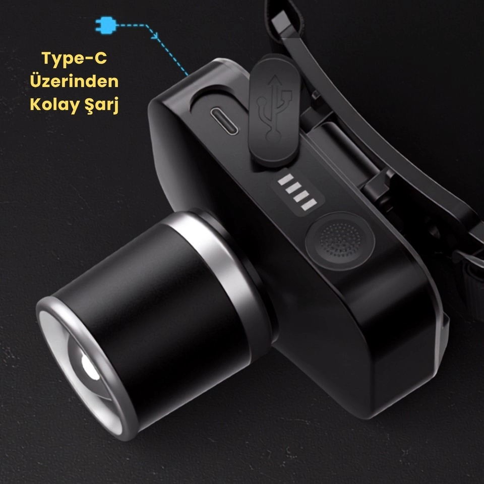 Philips SFL3347 Zooming Özellikli Max. 650 Lümen 15W LED Kafa Lambası Type-C Şarjlı IP44 Suya Dayanıklı Ayarlanabilir Kafa Feneri