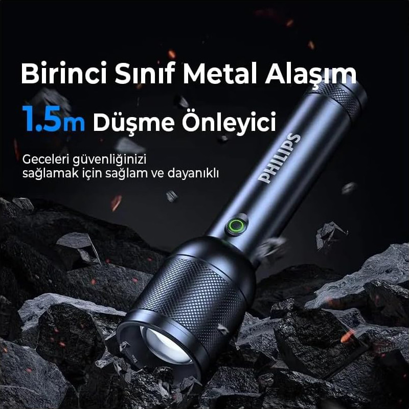 Philips SFL8168/93 30W 3200 Lümen 1000 Metre Menzilli IP44 Su Geçirmez Şarj Edilebilir LED El Feneri