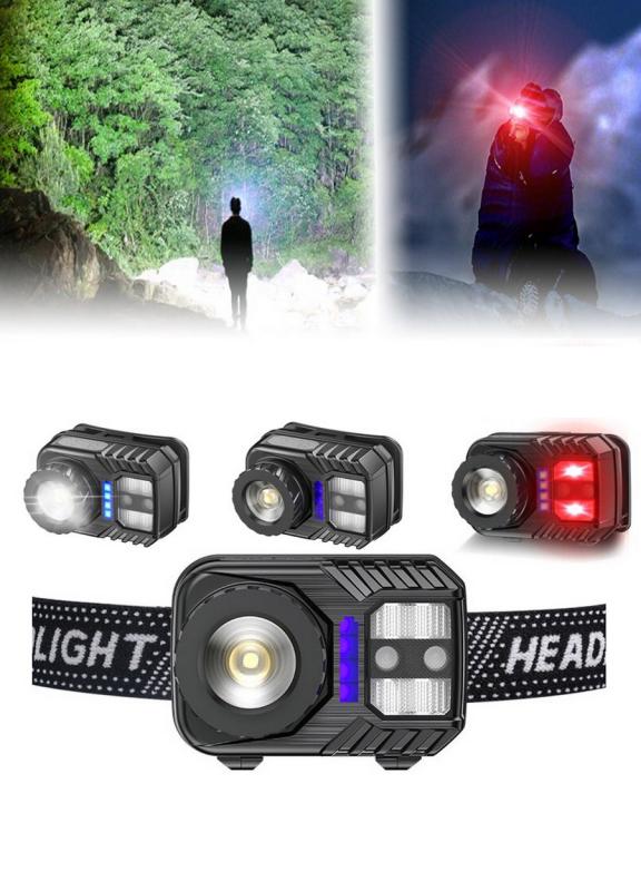 PeakStar PS-571 Sensörlü XPG COB LED USB Şarj Edilebilir Lityum Pilli Zoomlu Kafa Feneri
