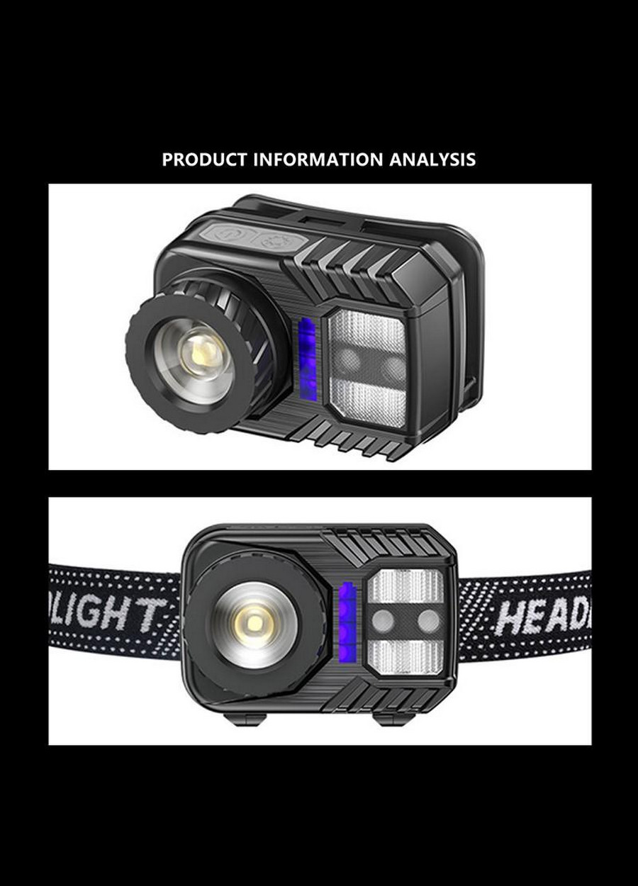PeakStar PS-571 Sensörlü XPG COB LED USB Şarj Edilebilir Lityum Pilli Zoomlu Kafa Feneri