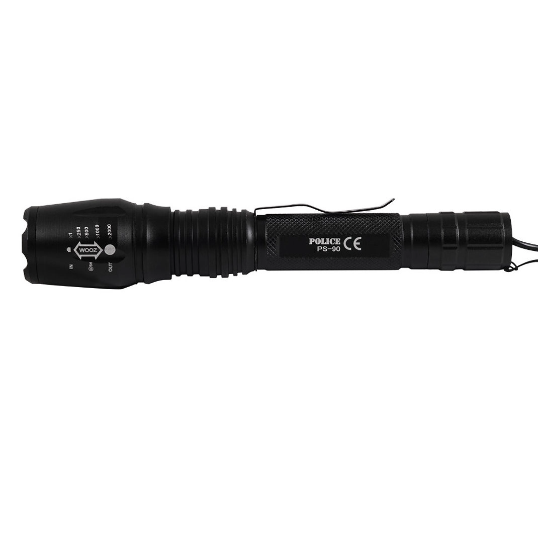 Police PS-90 CREE T6 LED Şarjlı Avcı El Feneri 300 Metre Menzilli Zoomlu Alüminyum Gövde