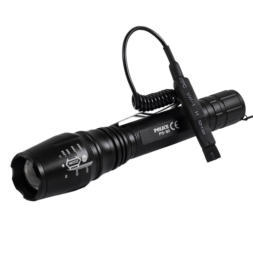 Police PS-90 CREE T6 LED Şarjlı Avcı El Feneri 300 Metre Menzilli Zoomlu Alüminyum Gövde