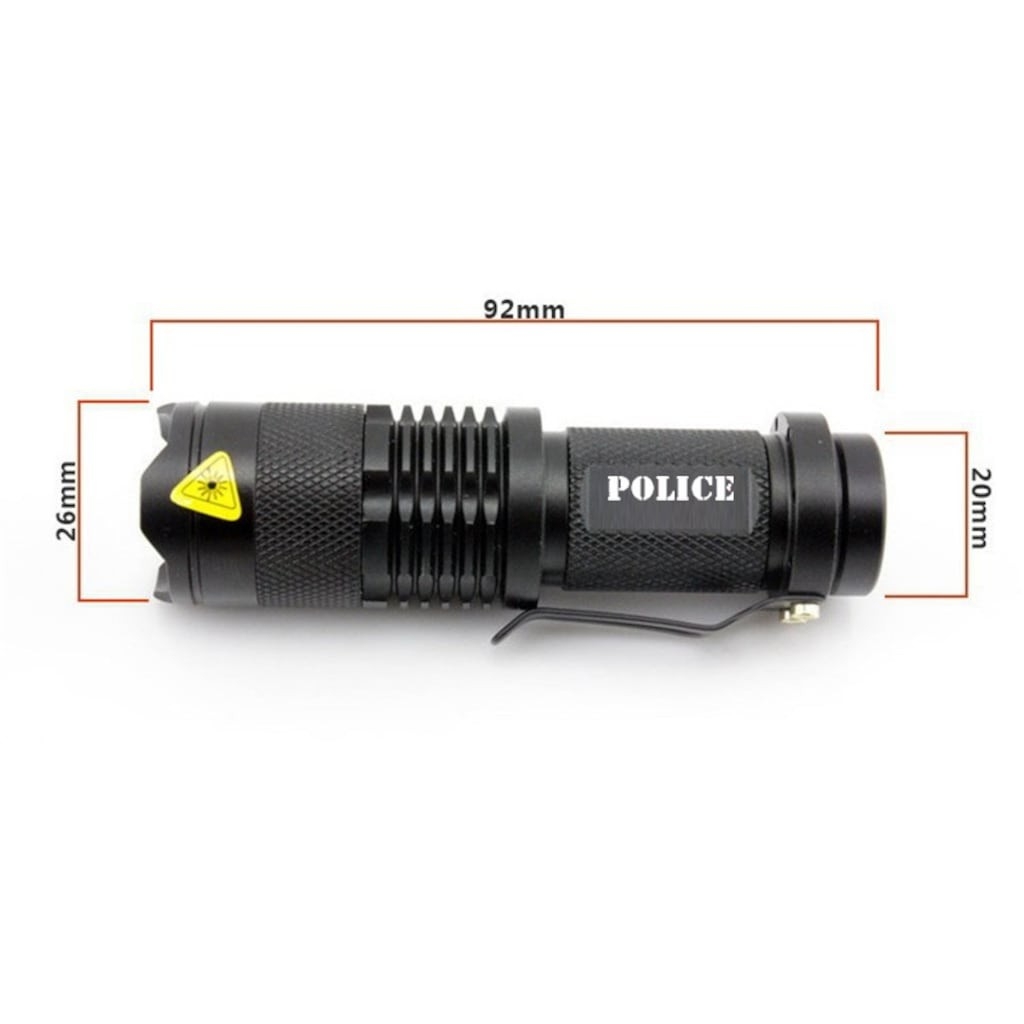 Police Cree Q5 LED Zoomlu Duracell Pil Bisiklet Feneri