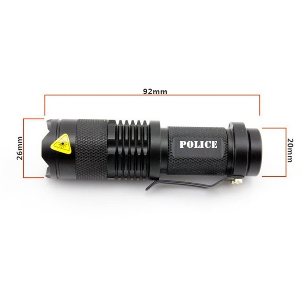 Police Cree Q5 LED Zoomlu Duracell Pilli Mini Feneri