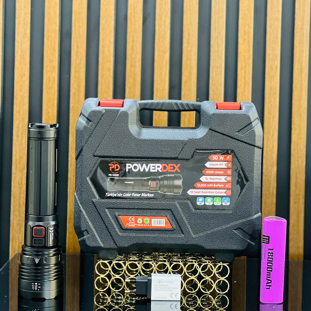 Powerdex PD-12500 50 Watt 5000 Lümen Profesyonel Büyük Şarjlı El Feneri