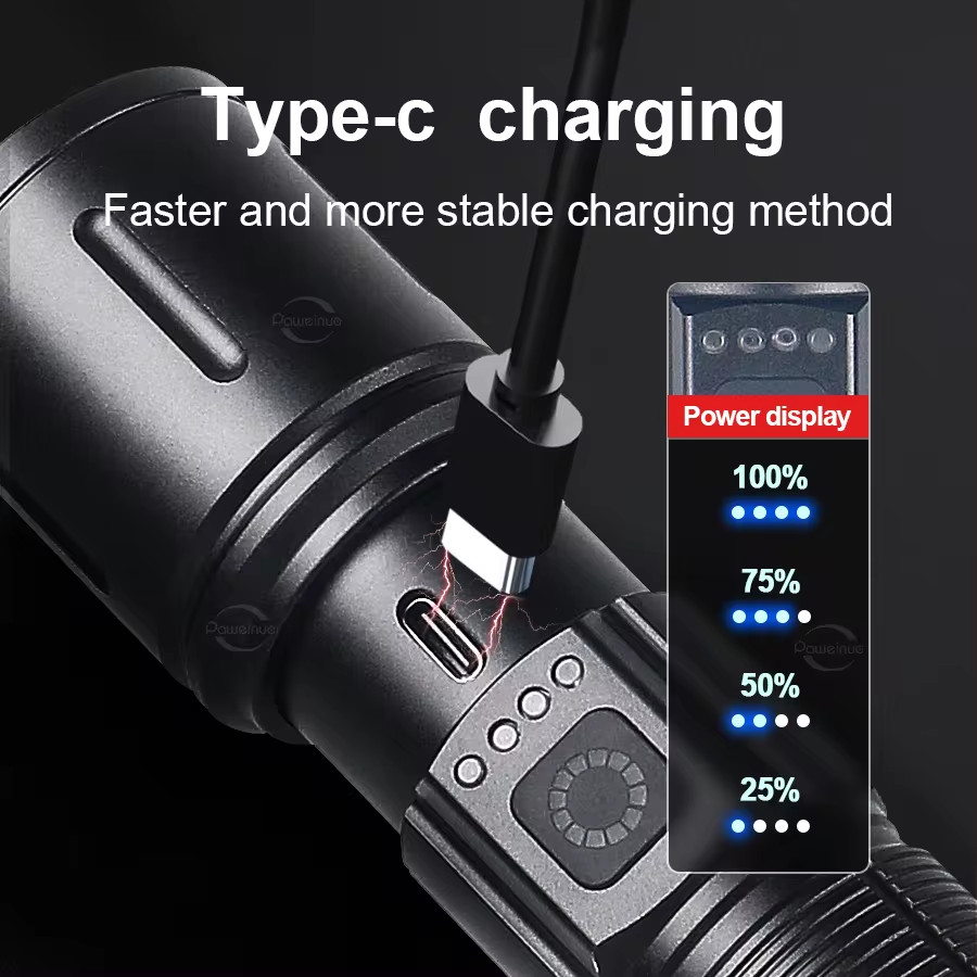 Powerdex PD-4200 Yağmur Suyu Geçirmez 10Watt Süper LED Profesyonel Şarjlı El Feneri