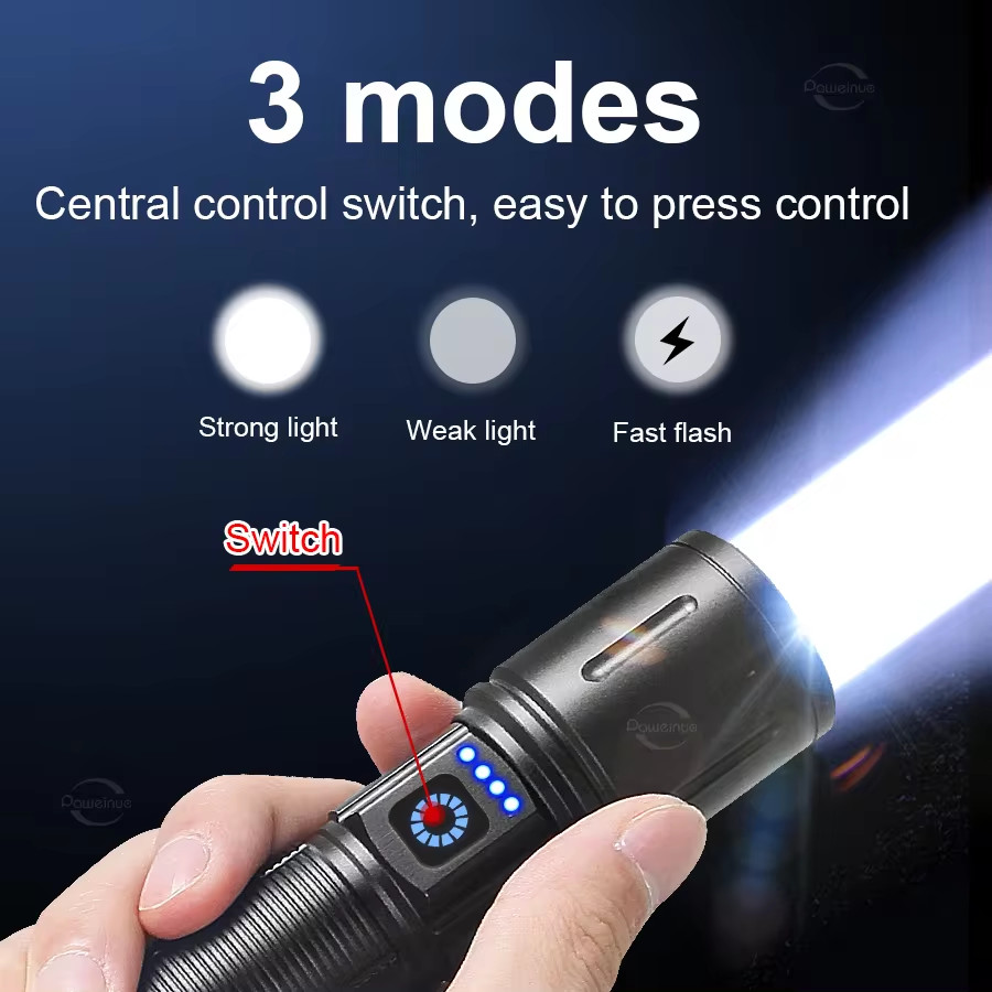 Powerdex PD-4200 Yağmur Suyu Geçirmez 10Watt Süper LED Profesyonel Şarjlı El Feneri