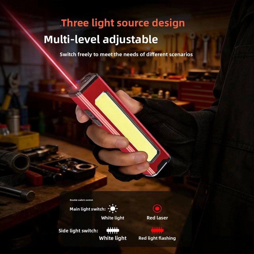 Powerdex PD-8989 Şarjlı COB LED Mıknatıslı Kırmızı Lazer Pointer Özellikli Tamirci Feneri Çalışma Lambası