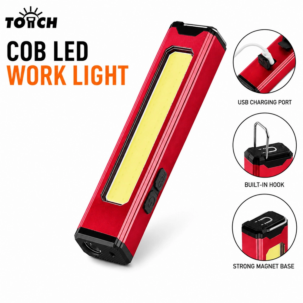Powerdex PD-8989 Şarjlı COB LED Mıknatıslı Kırmızı Lazer Pointer Özellikli Tamirci Feneri Çalışma Lambası