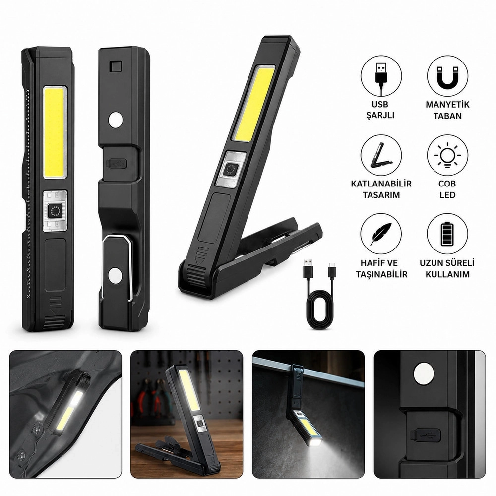 Powerdex PD-9999 Şarjlı Mıknatıslı Tamirci Feneri ve Acil Durum Aydınlatma Kiti