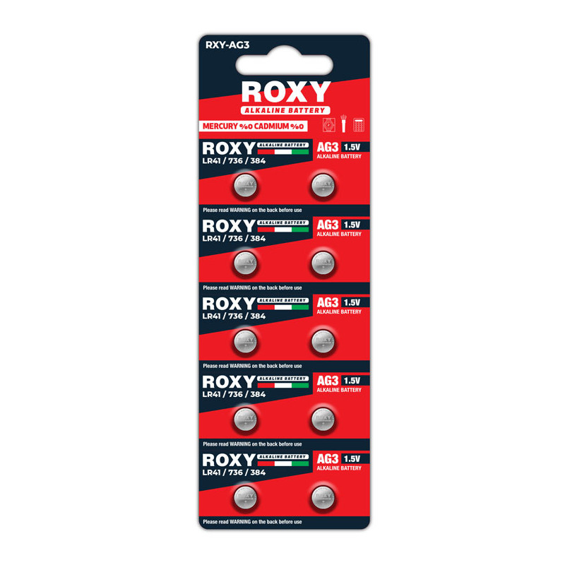 Roxy AG3 LR41 392 SR41 1.5V Alkalin Saat Pili 10 Adet
