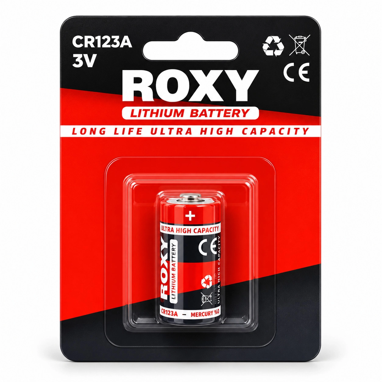 Roxy CR123A 3V Lityum Pil Uzun Ömürlü Tekli Blister Ambalaj