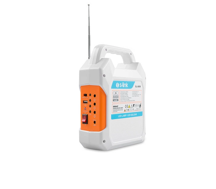 S-Link SL-8699 FM-CD Card-USB-Bluetooth Solar Panel-Led Lamba Taşınabilir Şarj Edilebilir Işıldak