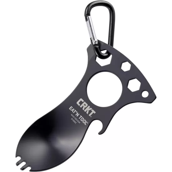 CRKT 9100K Eat’N Tool Karabina Çok Fonksiyonlu Karabina Tornavida Lokma Açacak Çatal Kaşık