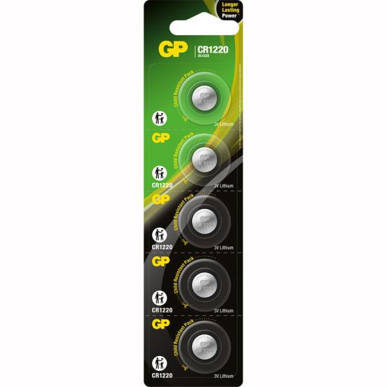 GP CR1220 3V Lityum Blister Düğme Pil 5’li