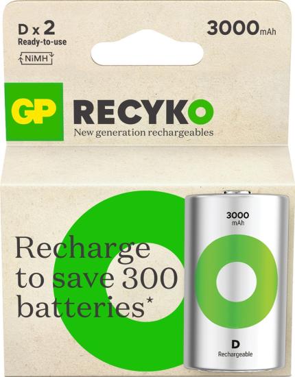Gp Batteries Recyko 3000 D Boy Ni-mh Şarjlı Pil 1.2 Volt 2li Kart