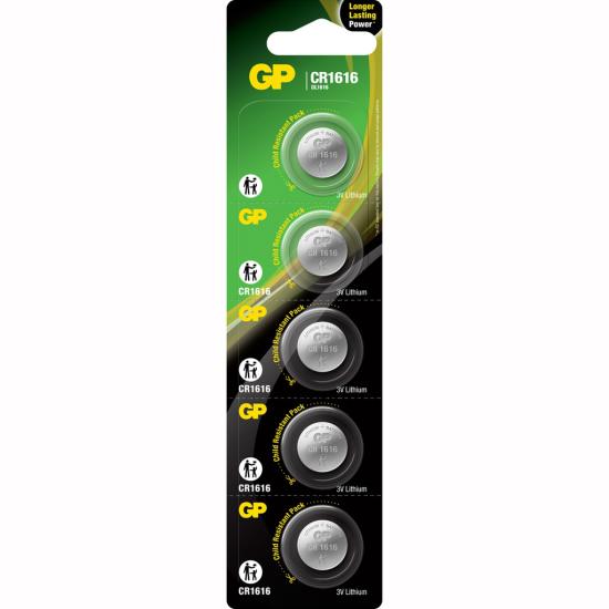 GP CR1616 3V Lityum Blister Düğme Pil 5’li