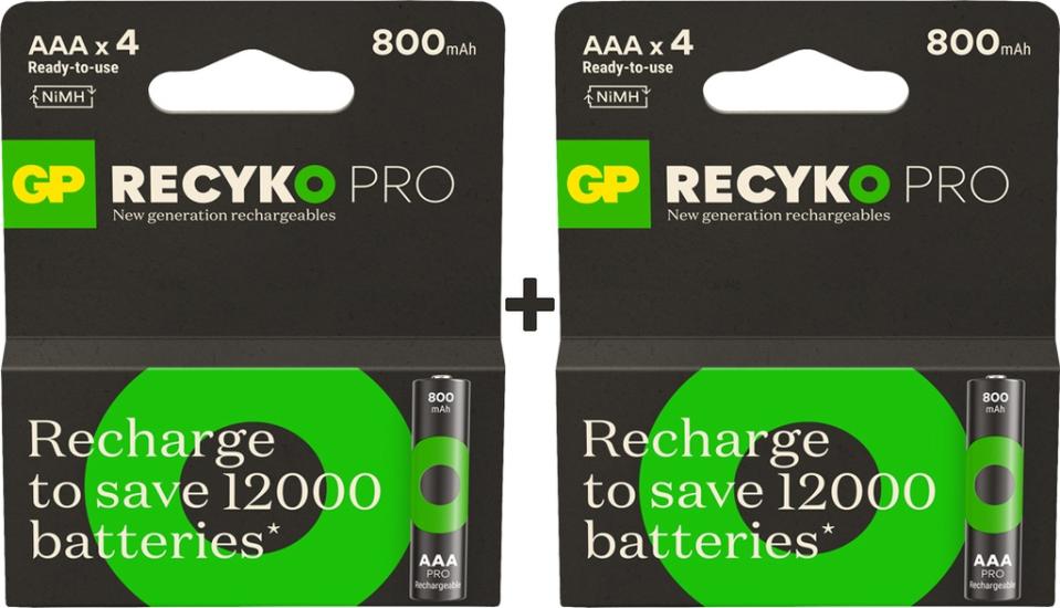 GP ReCyko Pro GP85AAAHCBLL-2U4 800 mAh AAA Ni-MH Şarj Edilebilir İnce Kalem Pil 4 x 2’li