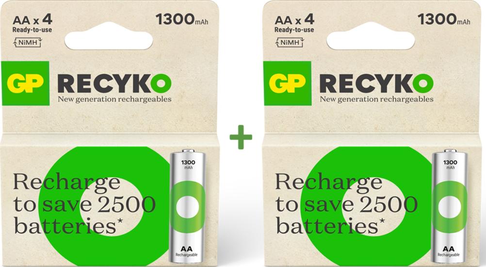 GP ReCyko GP130AAHCEMTR 1300 mAh AA Ni-MH Şarj Edilebilir Kalem Pil 4 x 2’li