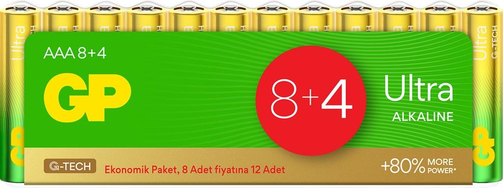 GP Batteries G-TECH Ultra Alkalin İnce LR03 – AAA Boy 1.5V Pil 12’li Shrink