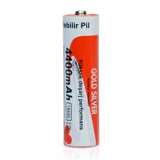 Gold Siver 18650 3.7V 4400 mAh Li-ion Şarjlı Pil