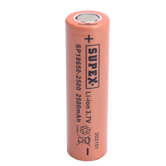Supex SP18650-2500 3.7V 18650 Model 2500mAh Li-İon Düz Kafa Pil