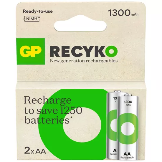 GP ReCyko 1300mAh AA Şarj Edilebilir Kalem Pil 2’lİ Paket
