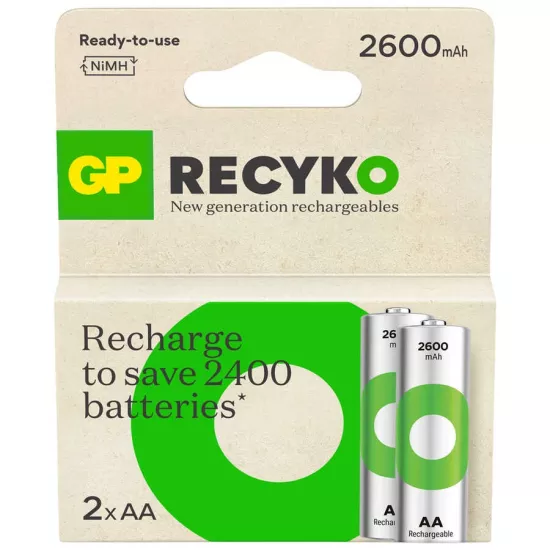 GP ReCyko 2600mAh AA Şarj Edilebilir Kalem Pil 2’lİ Paket